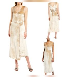 Vince Cream Panne Velvet Wrap Dress